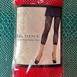 Leg Avenue - Red Fishnet footless tights Size OS